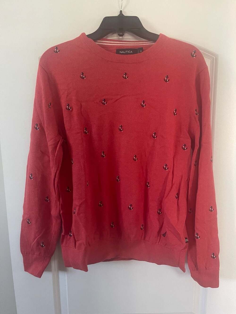 Nautica Men'S Red Long-Sleeve Sweater Cotton Pullover Sweatshirt Size Xl